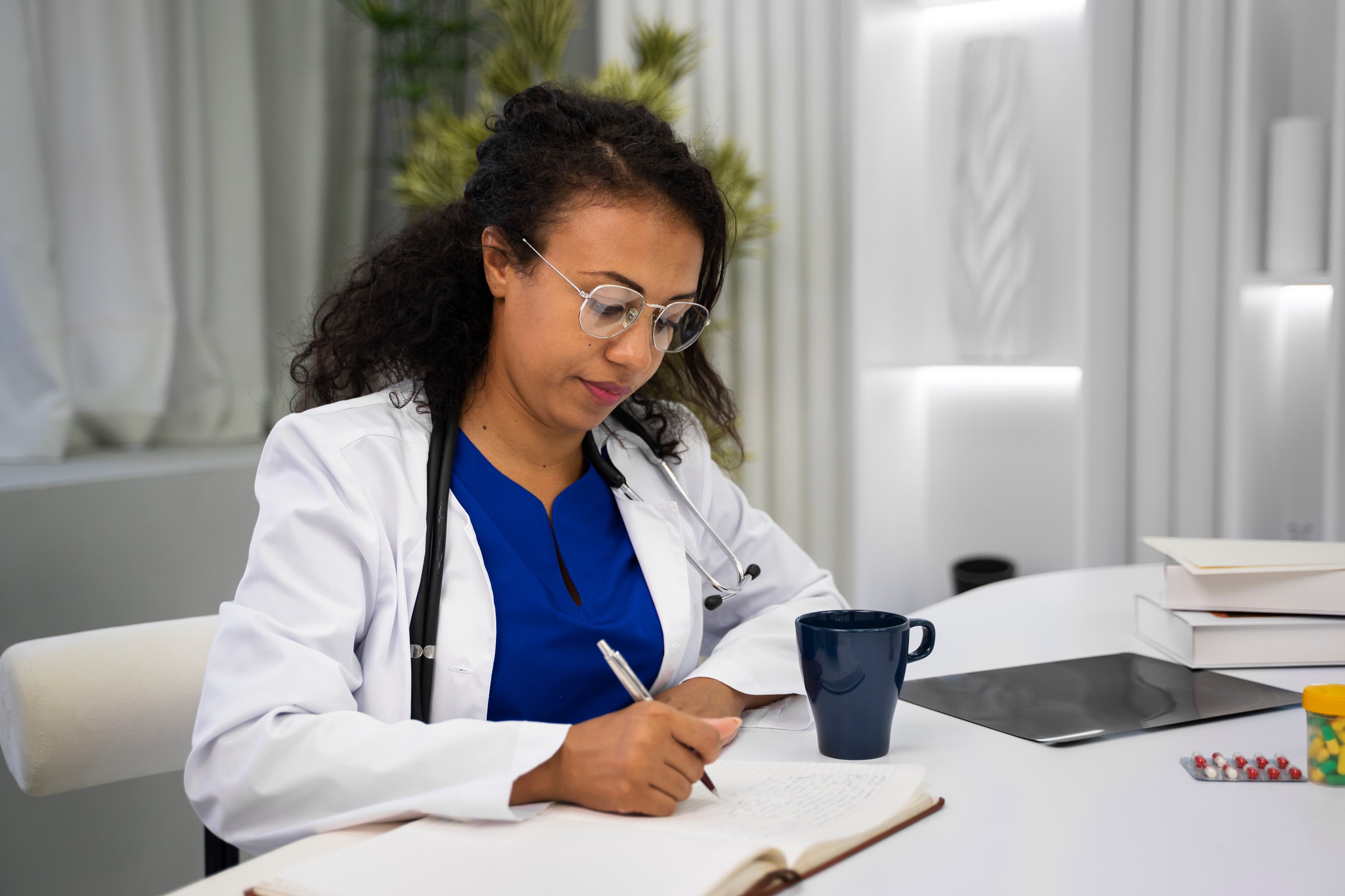 Doctor reviewing notes